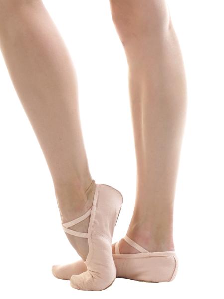 Балетные мягкие розовые туфли высокой закрытости из стретч-ткани