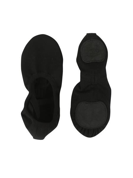 Балетные мягкие черные туфли высокой закрытости из стретч-ткани