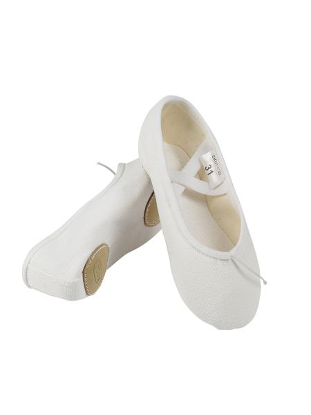 Балетные мягкие белые туфли средней закрытости из кирзы